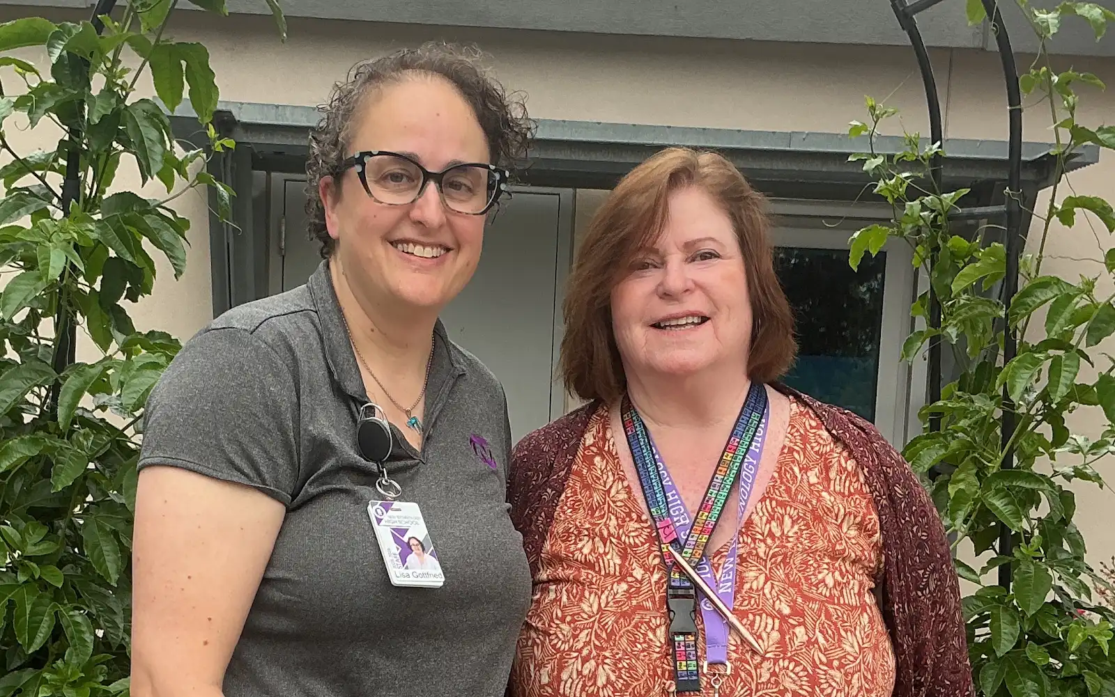 Lisa Gottfried and Gin Betourne, high school teachers in Napa County, lead a green careers class.